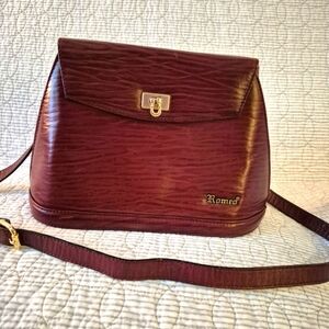Burgundy Gold Colour Shoulder Bag Crossbody Purse Medium Size